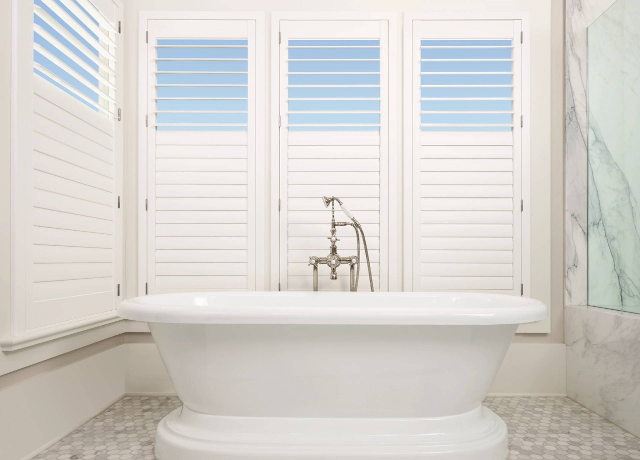 White Shutters In the Bathroom near the Bath near Wenonah, NJ